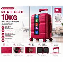 Carry-On Suitcase 10kg Premium Polypropylene PP Ultra Resistant Expandable With 360 Degree Double Wheels Built-In Lock Organized Internal Compartment Hand Luggage Rigid Bag - Red - View 8