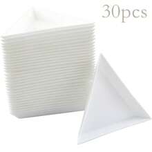 KLONKEE Triangular Sorting Tray, 5/20/30pcs White Plastic Bead Sorting Trays, DIY Craft Jewelry Project Bead Sorting Tray, Plastic White Magic Sequin Rhinestone Tray, Triangular Sorting Storage Board Craft And DIY Art Tray (Triangular) - White - View 10