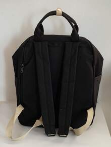 Dedoo Mochila casual, bolso de uso diario, material de nailon de unicolor, múltiples bolsillos con cremallera, asa superior, estilo minimalista, adecuado para estudiantes (colgante no incluido) - Negro - Ver 5