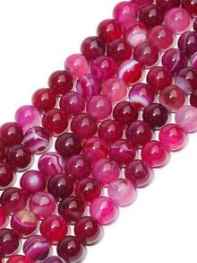 1 Strand 4/6/8/10mm Rose Red Stripes Agates Beads Natural Stone Beads Round Loose Beads For Jewelry Making DIY Bracelet Necklace - Multicolor - View 7