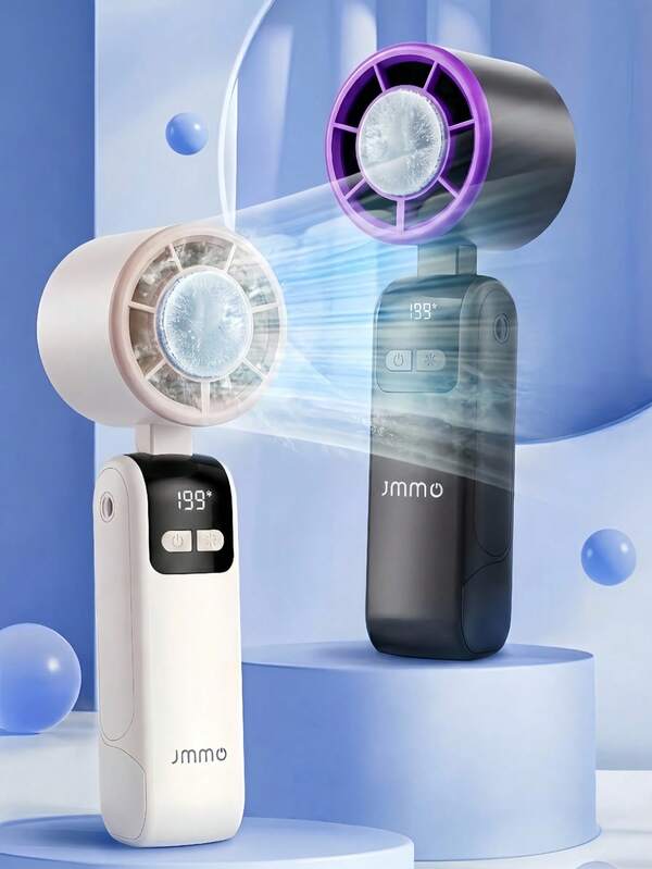 JMMO Quạt cầm tay Turbo kèm miếng làm mát bằng đá, quạt mini di động 199 cấp độ gió, màn hình hiển thị kỹ thuật số, sạc USB, đầu quạt điều chỉnh được, dùng ngoài trời, đi biển, du lịch, thể thao, tại nhà, văn phòng, sử dụng hàng ngày