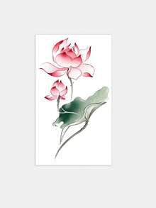 1 Hoja de Pegatina de Tatuaje Temporal de Loto Rosa, Tatuaje Falso Floral Estilo Chino Impermeable y Duradero, Calcomanía de Arte Corporal para Mujeres Tobillo Brazo - Multicolor - Ver 2