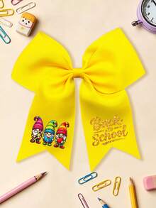1 pieza Clip para el cabello con lazo grande y estampado de lápiz de dibujos animados de vuelta a la escuela, pasador de cinta preppy, accesorio para el cabello dulce para estudiantes niñas - El hombre del sombrero - Ver 13