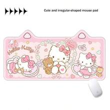 SANRIO 三麗鷗 Hello Kitty 大尺寸電競桌墊 & 滑鼠墊 - 防滑可水洗橡膠底，印有卡通愛心與星星圖案，適合辦公室與電競空間 - 給粉絲的完美禮物，動漫主題滑鼠桌墊 - 查看 8