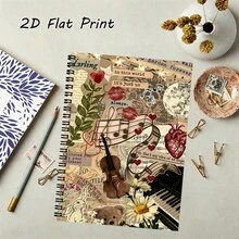 1本音乐创作螺旋装订笔记本，作曲家日记本，音乐教师计划本，送给音乐家和音乐爱好者的礼物，吉他钢琴横格笔记本，个人记事本，学习备忘录，A5歌词笔记本 - 音樂本 - 查看 2