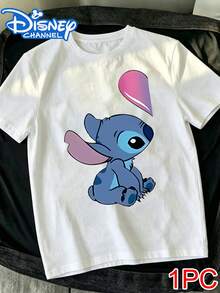 Disney Lilo & Stitch: Stitch And Angel Love Couple T-Shirt ,Family Matching Outfit,Disney Couple Outfits - 白色 - 查看 2