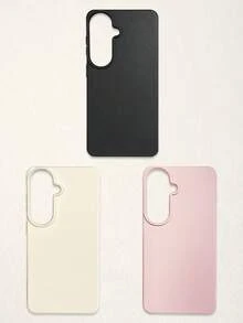 3pcs Solid Color Faux Leather Texture Waterproof Anti-Slip Anti-Fall Phone Cases, Matte Soft TPU Shockproof Protective Covers, Minimalist Aesthetic Dopamine Black / Pink / Cream White Phone Cases, Daily Use & Birthday / Valentine's Day / Mother's Day / Anniversary Gift Choice, Compatible With Iphone Case& Galaxy Case - Multicolor - View 19