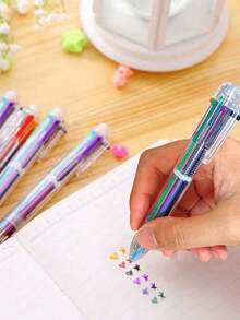 1pc 6-In-1 Ballpoint Pen, Minimalist Portable Multi-Function Writing Pen, Suitable For Students And Writing - A - View 3