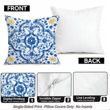 4pcs/1pc Fronha de Almofada em Porcelana Azul e Branca com Padrão Floral de Limão Sem Enchimento, Fronha de Almofada Impressa em Um Lado, Adequada para Sala de Estar, Quarto, Decoração de Casa, Fronha de Almofada para Todas as Estações - Multicolorido - Ver 5
