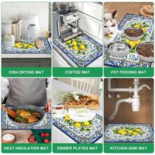1 buah Alas Pengeringan Tanah Diatom Bermotif Lemon, Alas Penyerap Tahan Panas Anti Selip, Cocok untuk Meja Dapur, Mesin Kopi, Peralatan Makan, Dekorasi Pesta Kafe Rumah, Bar, Alas Meja, Hadiah - MultiWarna - View 8