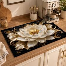 1pc 3D Floral Pattern Diatomaceous Earth Absorbent Mat, Non-Slip Heat-Resistant Water-Absorbing Mat, Suitable For Kitchen Countertop, Coffee Machine, Tableware, Home, Cafe, Bar, Party Decoration Placemat Gift - Multicolor - View 2