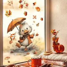 1pc Autumn Forest Animal Electrostatic Adhesive Window Decals, Featuring Maple Leaves And Pumpkins, Are Perfect For Kitchen, Living Room, And Thanksgiving Party Decorations. - Multicolor - View 9