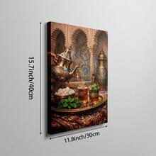 1 pieza Cuadro de arte de pared de té de menta marroquí, impresión de tetera tradicional & azulejo de mosaico, pintura en lienzo, póster de estilo árabe vintage, decoración cultural exótica para cocina & comedor, regalo para ella, sin marco o con marco - té islámico - Ver 14