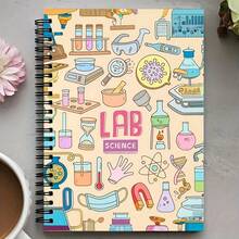 科學主題實驗筆記本，附 LAB SCIENCE 設計與彩色顯微鏡/設備封面，大學線條日記本，耐用堅固封面與優質紙張，適合學校、教室、實驗室使用，給教師與學生的教育禮物，學校用品 - B - 查看 3
