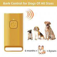 Mini Repelente Ultrasónico para Perros, Dispositivo Portátil Recargable Anti-Ladridos, Equipo de Entrenamiento Anti-Ladridos para Perros con Indicador LED - Amarillo - Ver 3