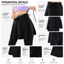 1pcsWomen's High Waisted Yoga Skirt With Leggings, Adjustable Tie Waist Athletic Skort For Tennis, Running, Workout, Gym & Daily Wear - Multicolor - View 6