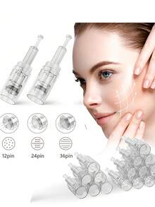 15-5PCS Microneedle Replacement Needles, Threaded Cartridge For Skin Pen, Threaded Connection Cartridge, Facial Skin Care Microneedle Massage Roller, Skincare Tool - Silver - View 3