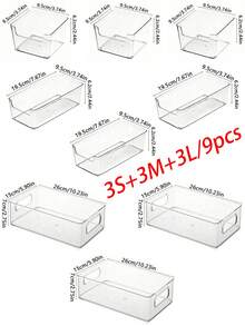 1 pieza/2pcs/3pcs/6pcs/9pcs Caja de almacenamiento de papelería transparente apilable, organizador de escritorio de gran capacidad, caja de almacenamiento multifuncional, adecuada para almacenar cosméticos, suministros de papelería, notas adhesivas, documentos y otros artículos diversos. Adecuada para el hogar, la escuela, la oficina. - transparente - Ver 19