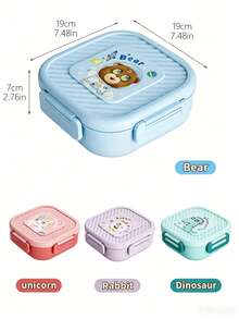 1/3pcs Cute Cartoon Unicorn Dinosaur 4-Compartment Lunch Box, Leak-Proof Portable Bento Box, Microwave , Food Storage Container, Suitable For School, Office, Commuters, Students Breakfast Box, Outdoor Hiking Portable Lunch Box, Picnic Camping Meal Prep Box - Multicolor - View 7