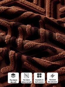 1pc All-Season Fleece Cationic Dual-Color Jacquard Slouchy Elastic Sofa Cover, Spring/Autumn Minimalist Modern Style Waterproof Anti-Slip One-Piece Full-Coverage Universal Sofa Protector, Suitable For 1/2/3/4/5-Seater Sofa (Includes 1 Pillowcase) - Coffee Brown - View 9