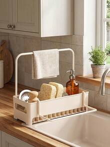 1Pc For Home Cooks, Kitchen Sink Caddy Organizer With Double Towel Racks, Countertop Storage Holder. Drainable, Rust-Resistant, Easy To Clean And Space-Saving. Great For Sponges, Soap And Cleaning Tools, Ideal For Daily Kitchen Organization. - Multicolor - View 9