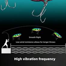 1PC 5g Metal VIB Fishing Lure Hard Bait, High Vibration Sinking Spoon Lures With Sharp Treble Hooks, Long Cast Artificial Bait For Bass Pike Trout Saltwater Freshwater - Multicolor - View 8