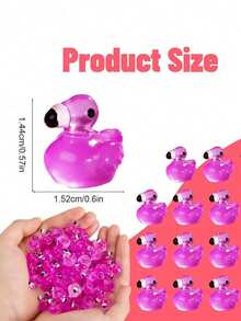 10/20/50/100Pcs Luminous Transparent Pink Mini Duck Resin Figurine Toy, Glow In Dark Tiny Clear Duck Ornament Toy, DIY Cream Glue & Slime Craft Toy For Kids & Adults, Beach Micro Landscape Decor, Valentine Party Filler & Classroom Reward Gifts - Multicolor - View 3