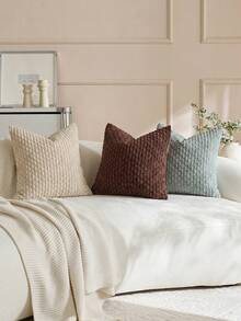 1 buah/2 buah Sarung Bantal Lempar Bergaris Bohemian (Isi Bantal Tidak Termasuk), Sarung Bantal Persegi Dekoratif Warna Polos Bahan Korduroi Lembut, Cocok Untuk Liburan, Sofa, Kamar Tidur, Tempat Tidur, Penggunaan Sepanjang Musim. - Krem - View 6