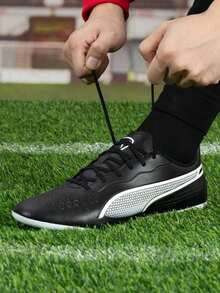 Puma 男款足球鞋 KING MATCH MG 人造草皮比賽訓練鞋 短釘低筒性能運動鞋 107572-01 - 黑色-彪馬白 - 查看 4
