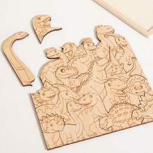 1 Set Wooden Asymmetric Animal Puzzle, Laser Engraved High Difficulty Ocean Forest Dinosaur Theme Children's Educational Puzzle Board Toy - Multicolor - View 5