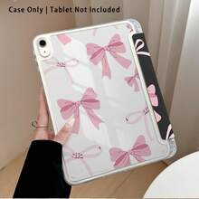 Pink Bow & Pattern Painted Effect Tablet Protective Case With Stand, Compatible With Honor 8/9/10/X8/X8A/X9/X8Pro/X9Pro, MatePad SE 11"/MatePad 11"/11.5", MatePad Pro, Apple 10th/11th Gen 2025 (A16), Galaxy Tab A7/A9 And Other Popular Models - Style 14 - View 4