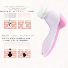5-In-1 Electric Facial Cleansing Brush: Deep Cleansing, Blackhead Removal, Exfoliation And Massage, Revealing Radiant Skin! - Pink-1Pc - View 4