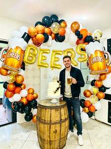 7件組啤酒主題派對氣球，包含啤酒杯形氣球、「BEERS」金色氣球橫幅，適用於夏季派對、啤酒節、生日派對、婚禮及各種裝飾場景 - 彩色 - 查看 4