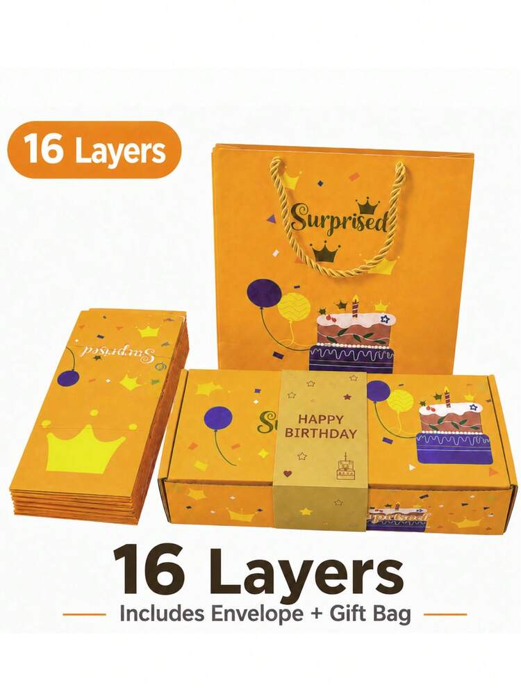 1個彈出式驚喜禮物盒，6層、10層、12層、16層、18層、20層，可折疊彈出式驚喜盒，生日驚喜爆炸盒，可在盒子間隙放置現金、紙屑、照片或賀卡，層數越高彈出效果越好，當收件者打開禮物盒時，內置機制將彈出，內部的祝福紙屑將灑在收件者身上。適合媽媽、朋友，作為生日、週年紀念、情人節或求婚禮物。 - 查看 17