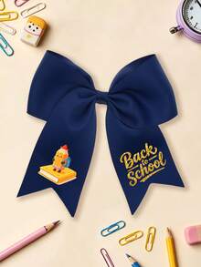 1pc Back To School Cartoon Pencil Print Large Bow Hair Clip, Preppy Style Ribbon Hairpin, Sweet Student Hair Accessory For Girls - Books and Pens - View 18