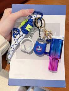 [Original Handmade] High-Value Mini Water Bottle Keychain, Woven Rope Keychain/Wrist Accessory, 3D Earphone Accessory, Car Key Anti-Loss Chain, Exquisite Girls Earphone Decoration, Women's Summer Charming Bag Charm, Beach Vacation Essential, Laptop Bag Accessory, Lunch Bag Accessory - Multicolor - View 5