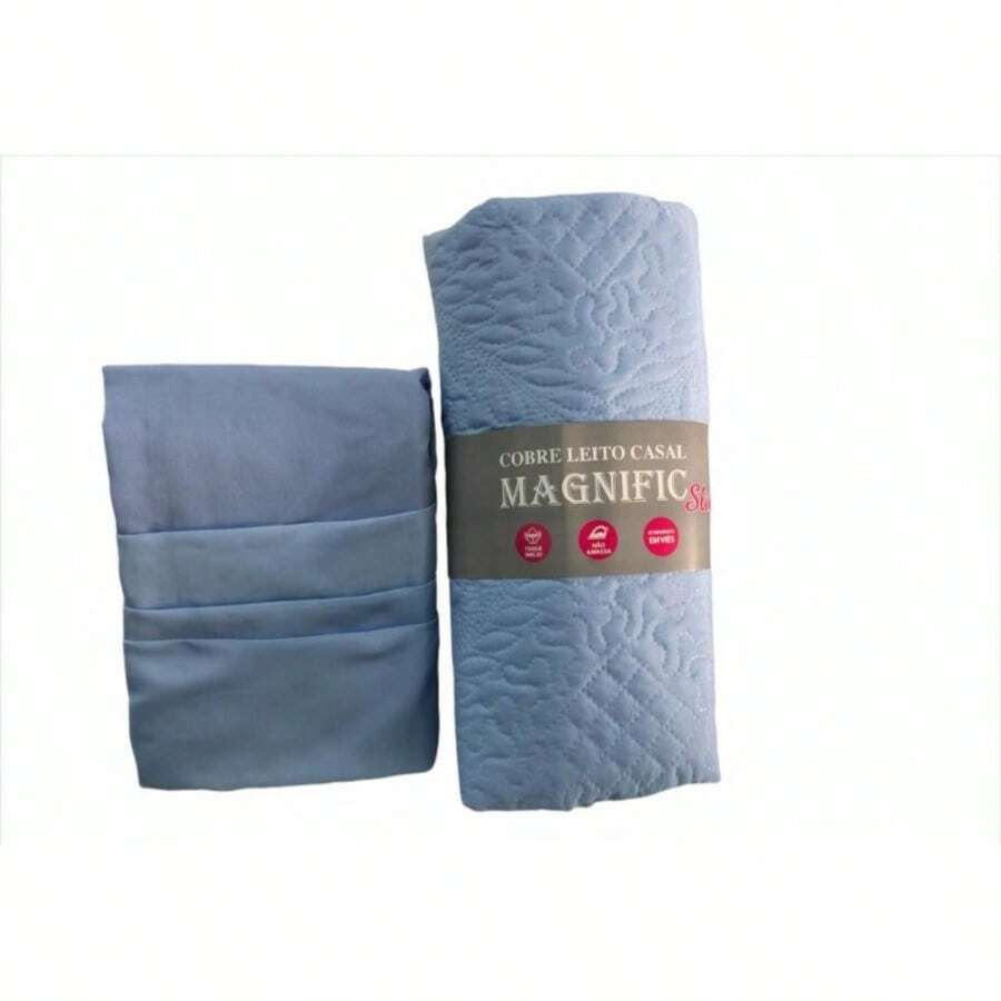 Queen Size Bedspread + Sheet Set - 淺藍色 - 查看 1