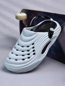 Men's Summer Outdoor Beach & Creek Sandals, Soft Thick Tire Sole Anti-Slip Closed-Toe Clogs, Plus Size Sports Sandals - Light Grey - View 5
