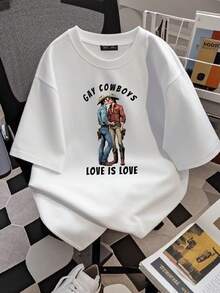 Camiseta estampada para mujer, camiseta gay para hombre, vaqueros gay, divertido, LGBTQ, queer, regalo, fiesta, amor, orgullo, el amor es amor. - Blanco - Ver 2