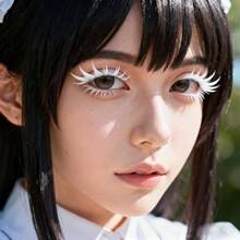 Pestaas Postizas Blancas Para Halloween, Extensiones De Pestaas Superiores E Inferiores Blancas Para Cosplay, Maquillaje, De Mscaras, 1 Juego Blanco Hl018 - Blanco - Ver 4