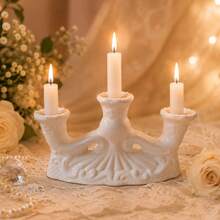 Castiçal de Louça para 3 Velas Branco | Elegância | Decoração | Espiritualidade - 1PC - Visão 5