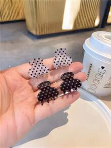 2pcs/Set Cute Polka Dot Hair Clips, Transparent Hair Clips, Lightweight Hair Accessories, Suitable For Women And Girls - Multicolor - View 4