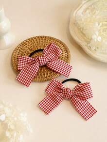 2pcs/Set Cute Alligator Hair Clips With Plaid Bows, Multiple Colors Available, Suitable For Daily Accessories - Multicolor - View 5