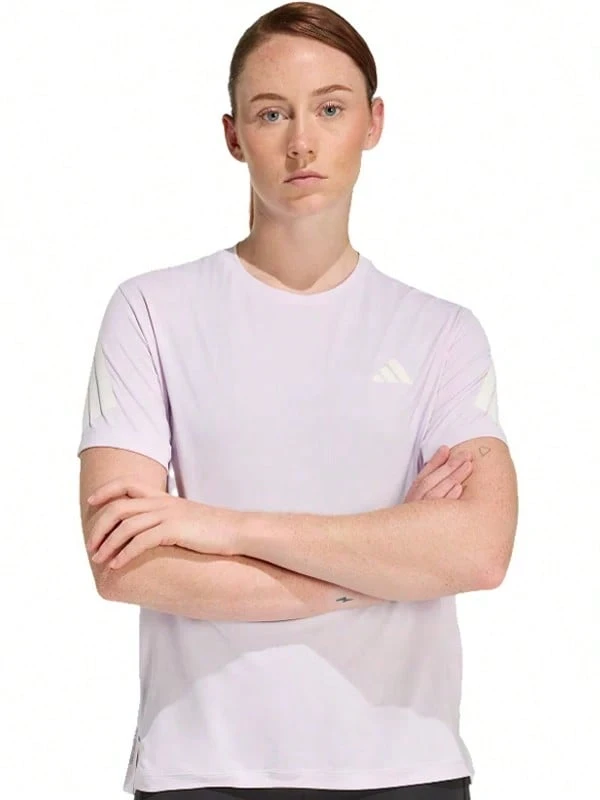 Adidas 速乾涼感跑步女子短袖T卹 - 粉色 - 查看 1