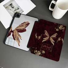1件裝奢華酒紅與金色蝴蝶印花平板保護殼，附筆槽，相容 iPad 10.9/10.2/Air 5th Gen/Pro 11/10th Gen/9.7/Air 2/(7th Gen)/(8th Gen)/Air 4/5/Pro 11/10th Gen 10.9 吋 2022 智慧保護殼/Air 13(M3 2025)/Air 11(M3 2025)/Air 11(M3 2025)/11(A16 2025)，相容 Matepad - 彩色 - 查看 4