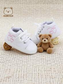 RABEISIR Infant Toddler Walking Shoes, Embroidered Heart Canvas Shoes, Lightweight Anti-Slip, Suitable For Daily & Holiday Wear, All Seasons - White - View 10