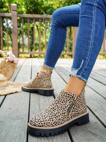 Women's Ankle Boots And Ankle Boots, Winter Boots, Flat Shoes, New Footwear, Ankle Boots With Heel And Zipper - Multicolor - View 3