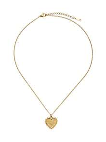 1pc Minimalist Fashion Stainless Steel 18K Gold Plated Double-Sided Hammered Heart Pendant Necklace, Hypoallergenic Collarbone Chain, Versatile For Women's Daily Commute, Party And Holiday Gift - Gold - View 4