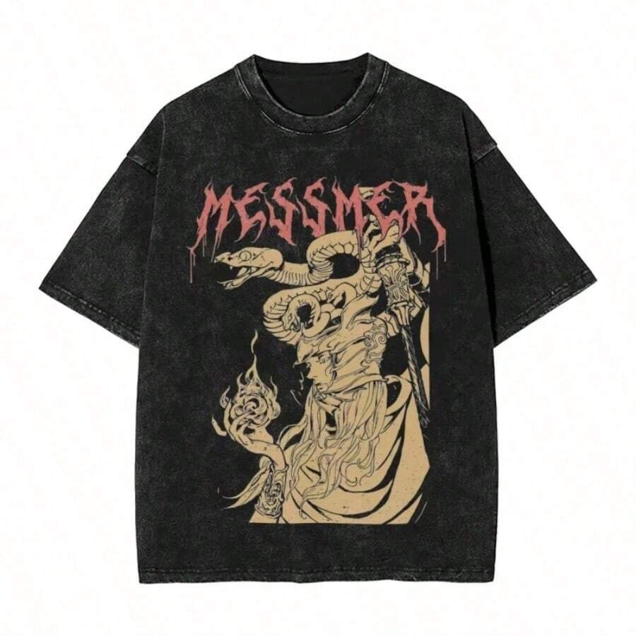 Bring Me The Horizons T-Shirt, Rock Music, Harajuku, Short Sleeve, Streetwear, Summer, Men Women, Washed T-Shirts - 摩卡棕 - 查看 1