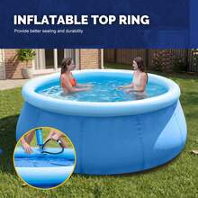 Inflatable Above Ground Pool, Outdoor Top Ring Blow Up Pool Easy Set - 藍色 - 查看 5